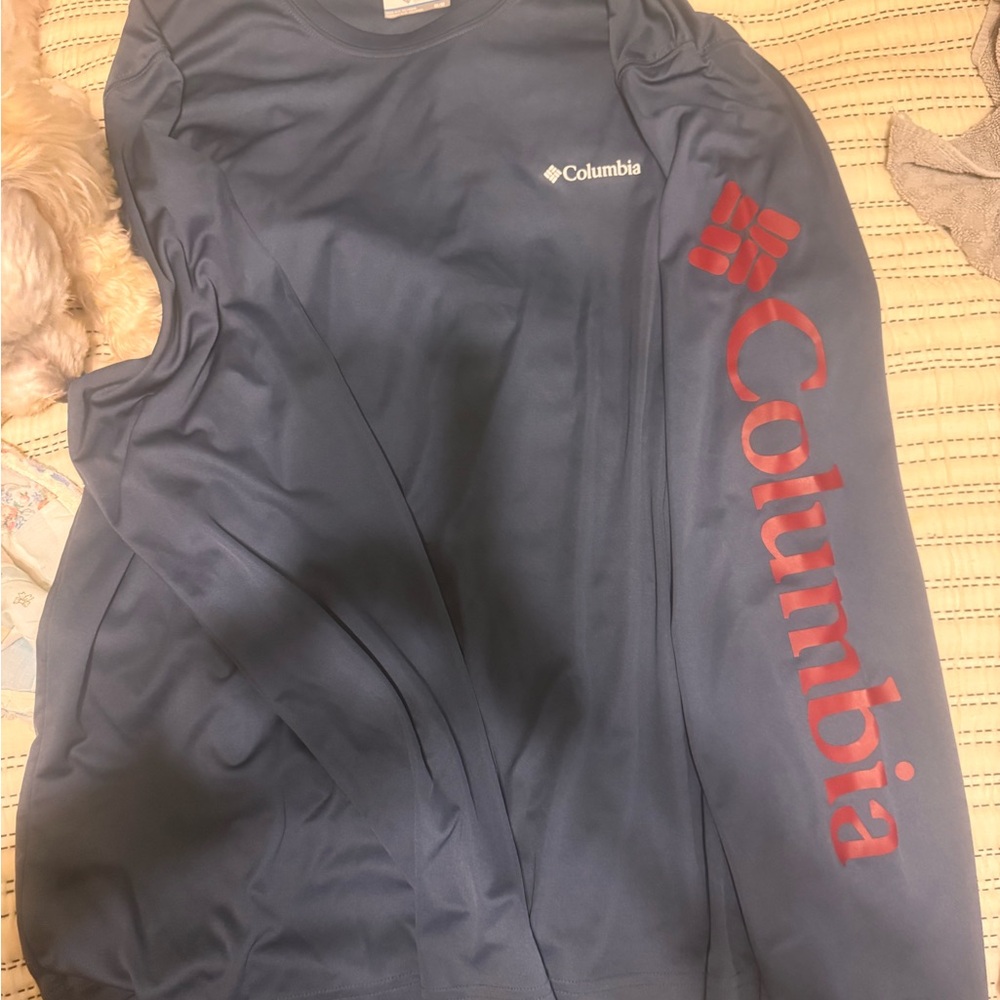 Columbia Men's Long Sleeve Tee - Blue with Red Accents